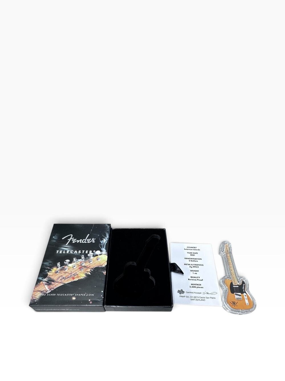 2021 Pamp 75th Anniversary Fender Stratocaster 1 oz Silver Black .999 Silver